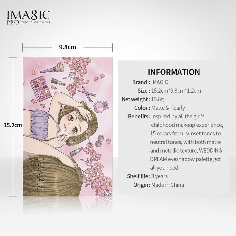 Bảng Phấn Mắt IMAGIC EY-328 Trang Điểm 15 Màu Lâu Trôi Tự Nhiên 1.49g