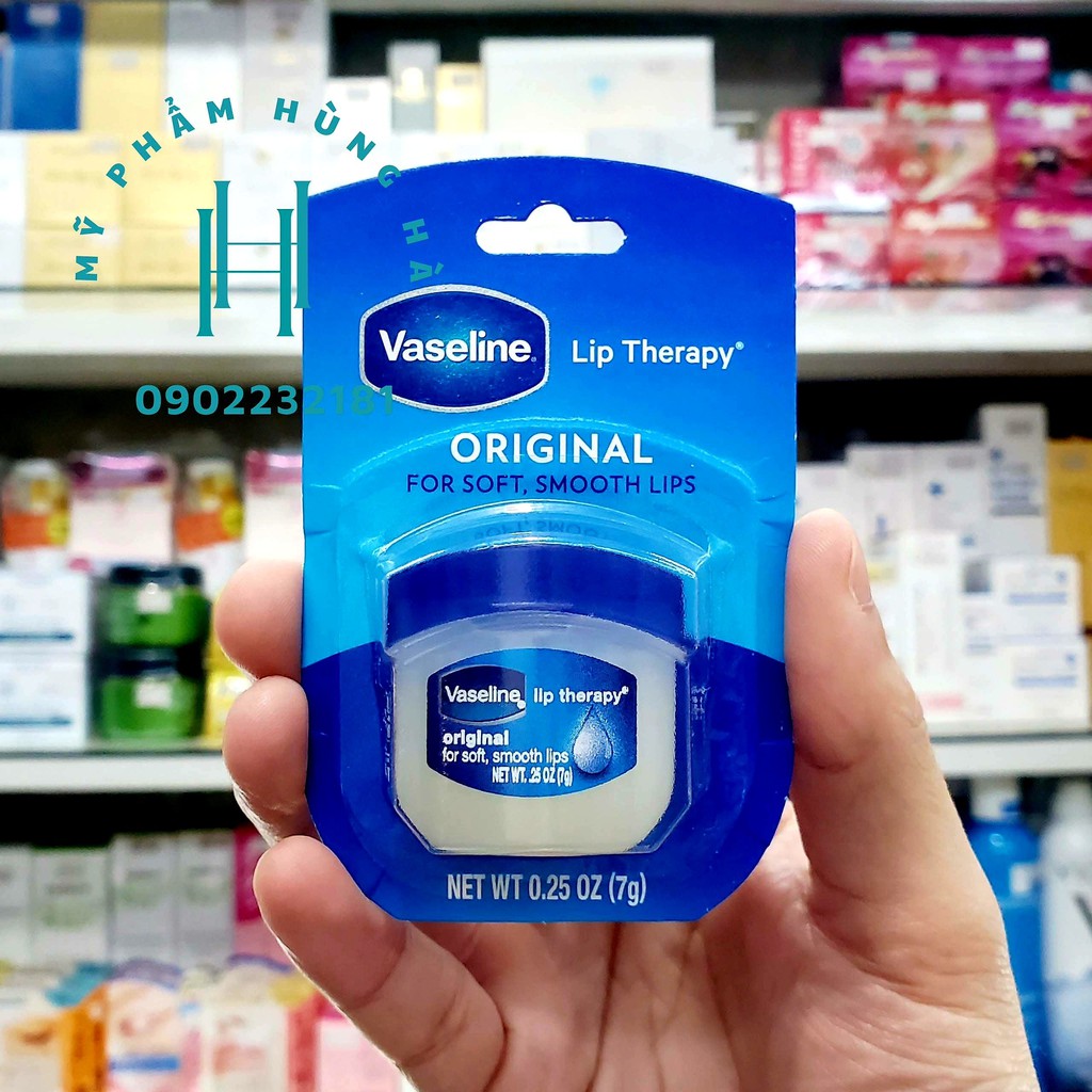 Kem dưỡng môi Vaseline, dưỡng ẩm môi, không màu Vaseline Original Mỹ 7g