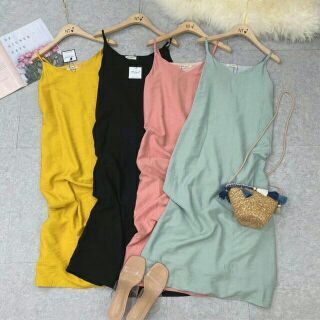 Váy hai dây đũi xước màu pastel siêu xinh hàng bán shop