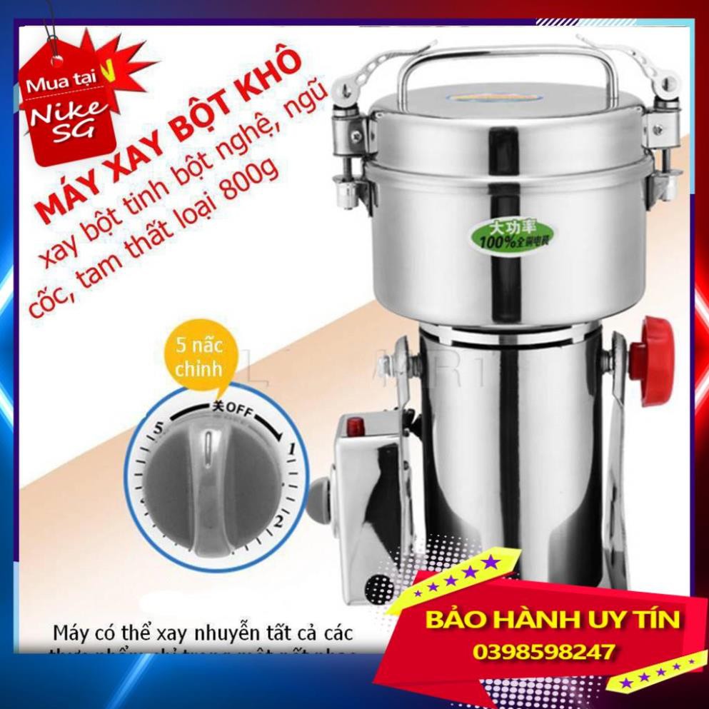 [ HOÀN XU] Máy xay đồ khô nghiền tinh bột nghệ ngũ cốc tam thất loại 800g nắp gài inox-Bảo hành uy tín - LỖI 1 ĐỔI 1