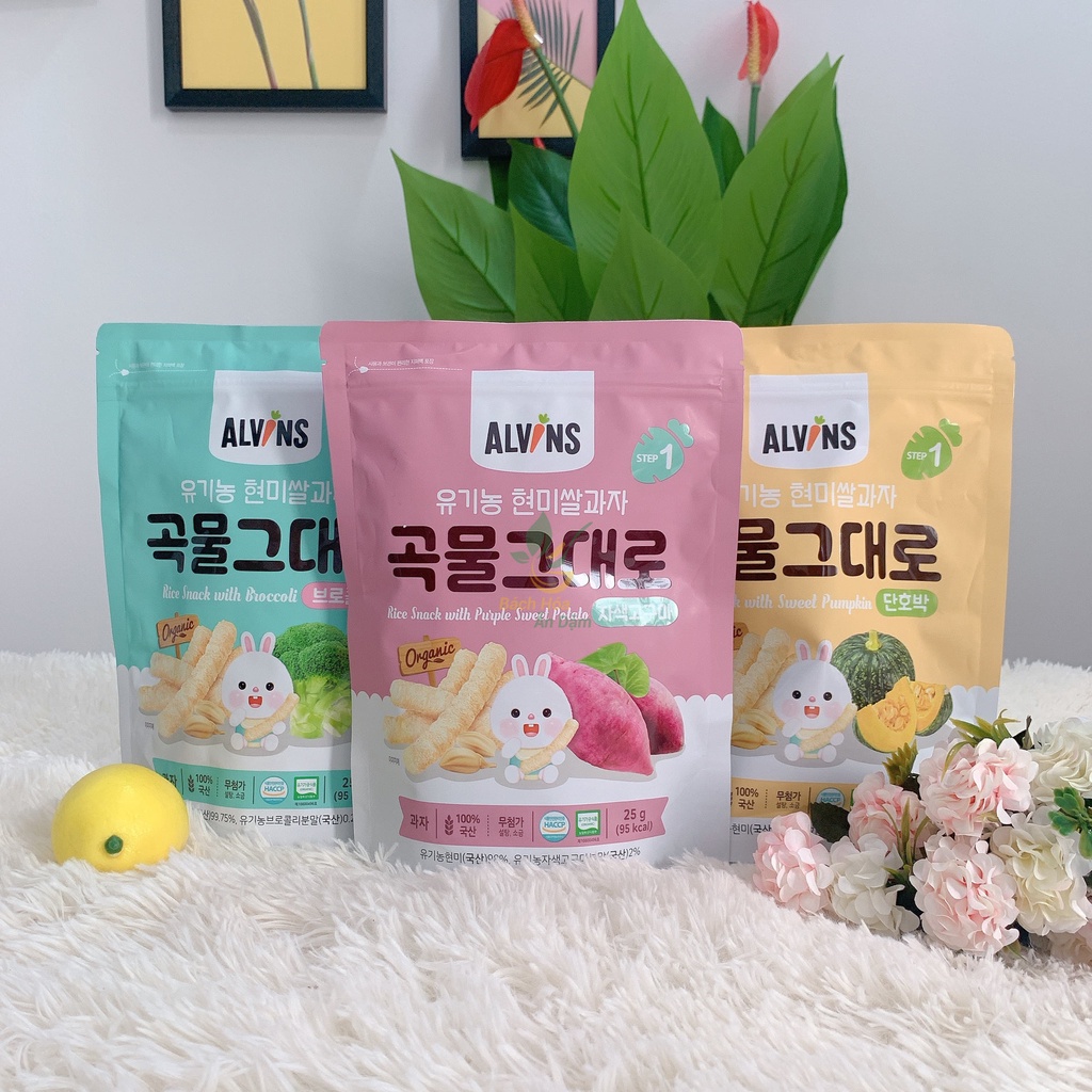 Bánh Ăn Dặm Hữu Cơ ALVIN Dạng Que Cho Bé Từ 6 Tháng