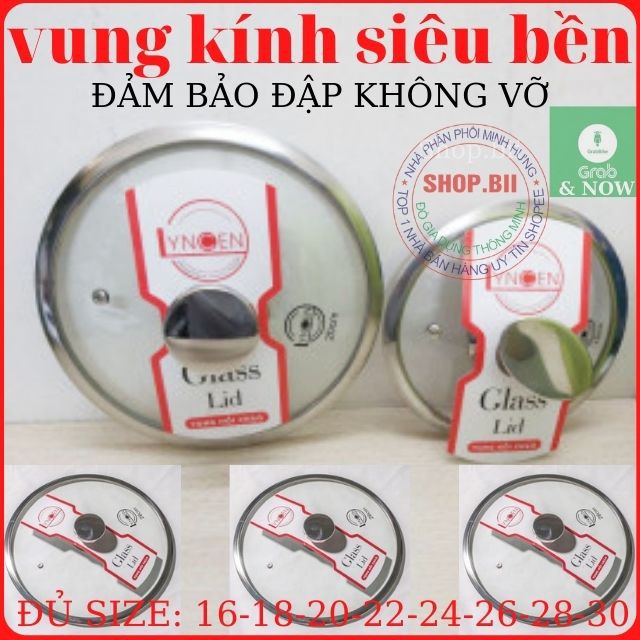 Bộ Nắp Vung Nồi Chảo Kính Cường Lực Bo Viền Inox LYNCEN Tay Cầm Inox 304 Siêu Bền, Sang Trọng, Giá Rẻ Có Đủ Size.