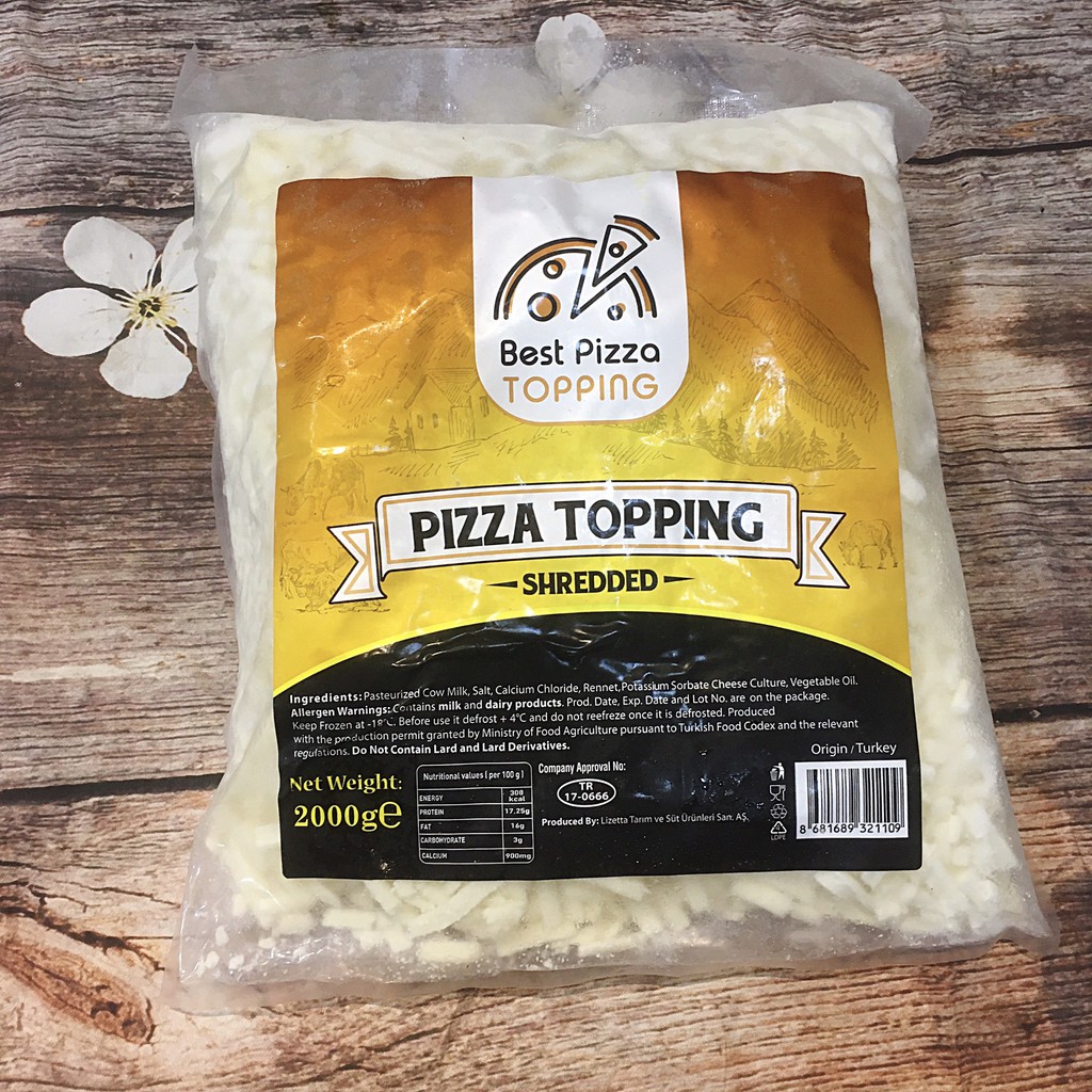 Phô Mai Bào Sợi Làm Pizza Gói 2kg
