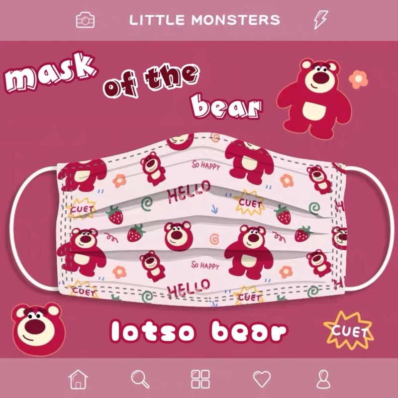 Khẩu trang gấu dâu Lotso 1 hộp chính hãng x Mask of the bear