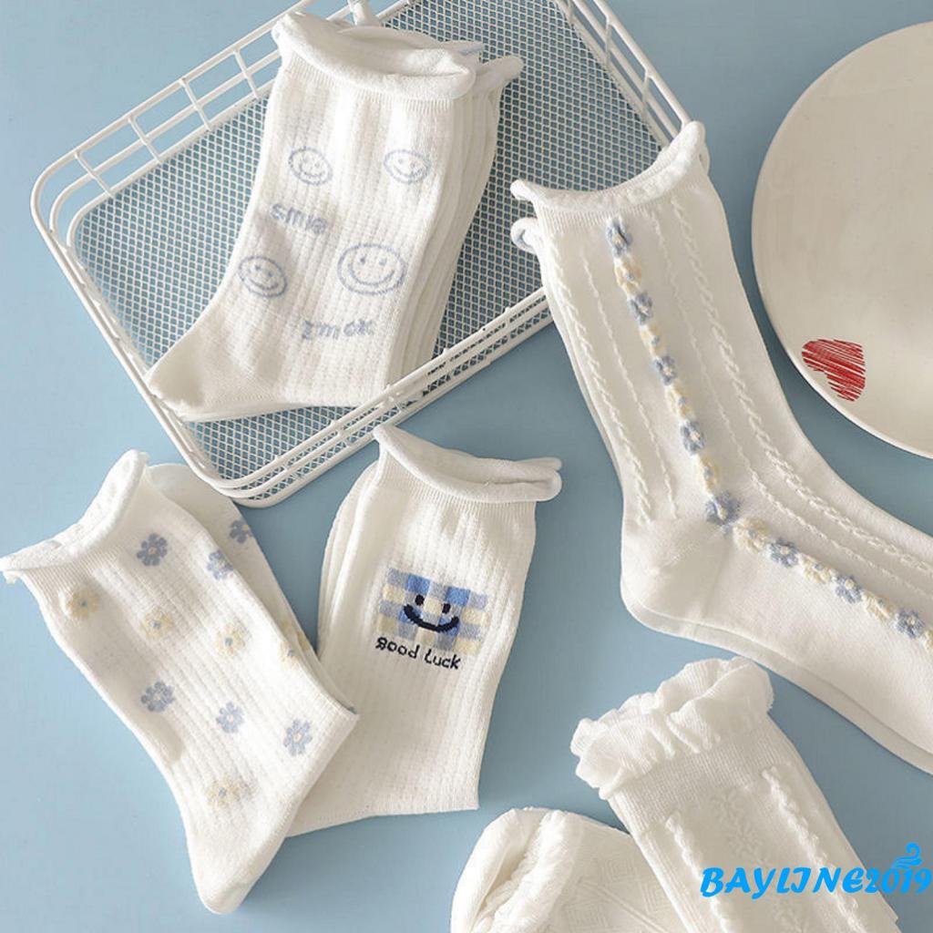 Vớ cổ cao mềm mại co giãn thoáng khí in họa tiết hoạt hình thời trang cho nữ