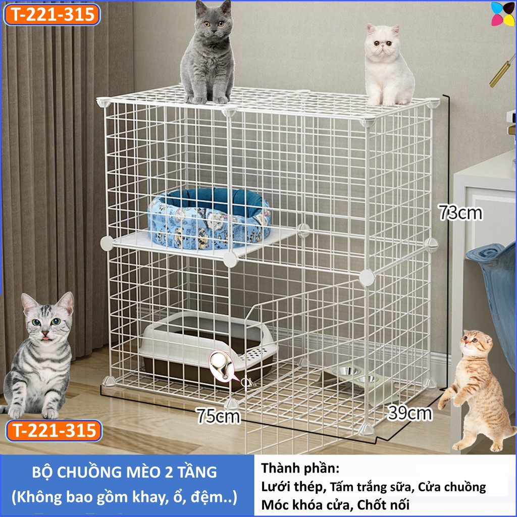 Chuồng mèo 2 tầng lưới sắt lắp ghép đa năng cho thú cưng thỏ, sóc bọ ú chọn mẫu theo phân loại