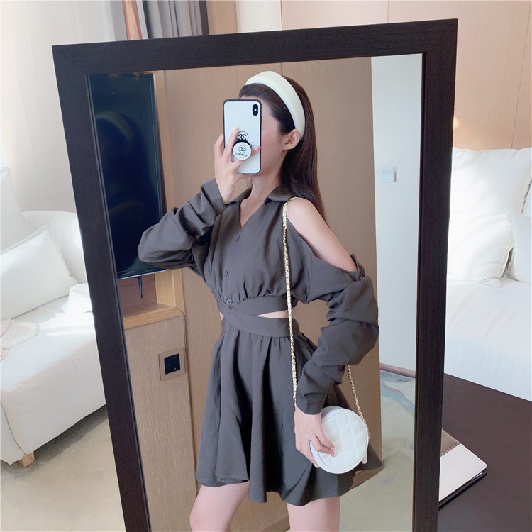 Đầm dáng xòe nữ tay dài mini Emilyshop