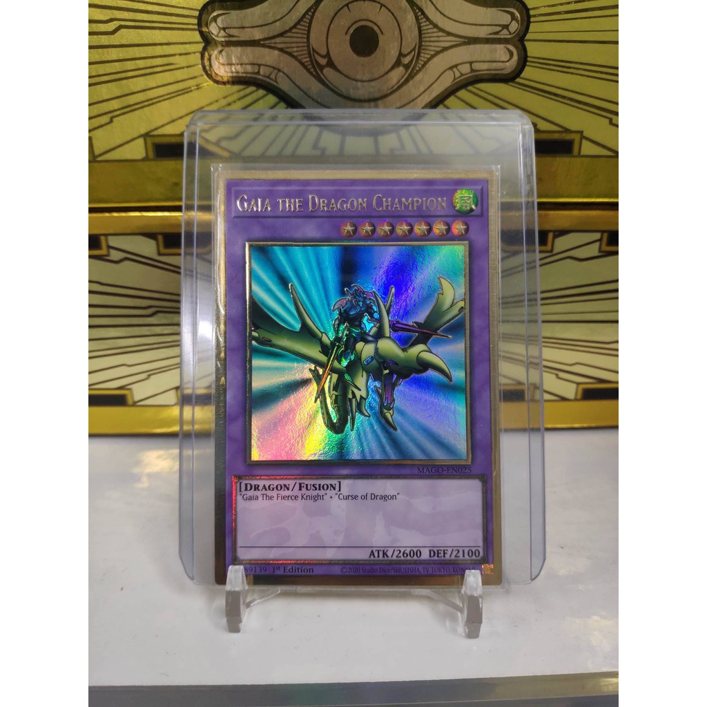 [ Dưa Hấu Yugioh ] Lá bài thẻ bài Gaia the Dragon Champion - Premium Gold Rare - Tặng bọc bài nhựa bảo quản
