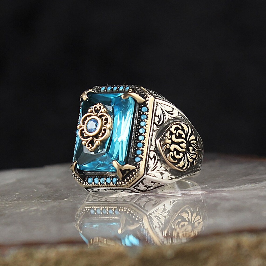 Nhẫn Thời Trang Thổ Nhĩ Kì Đính Đá Zircon Màu Sắc Bắt Mắt