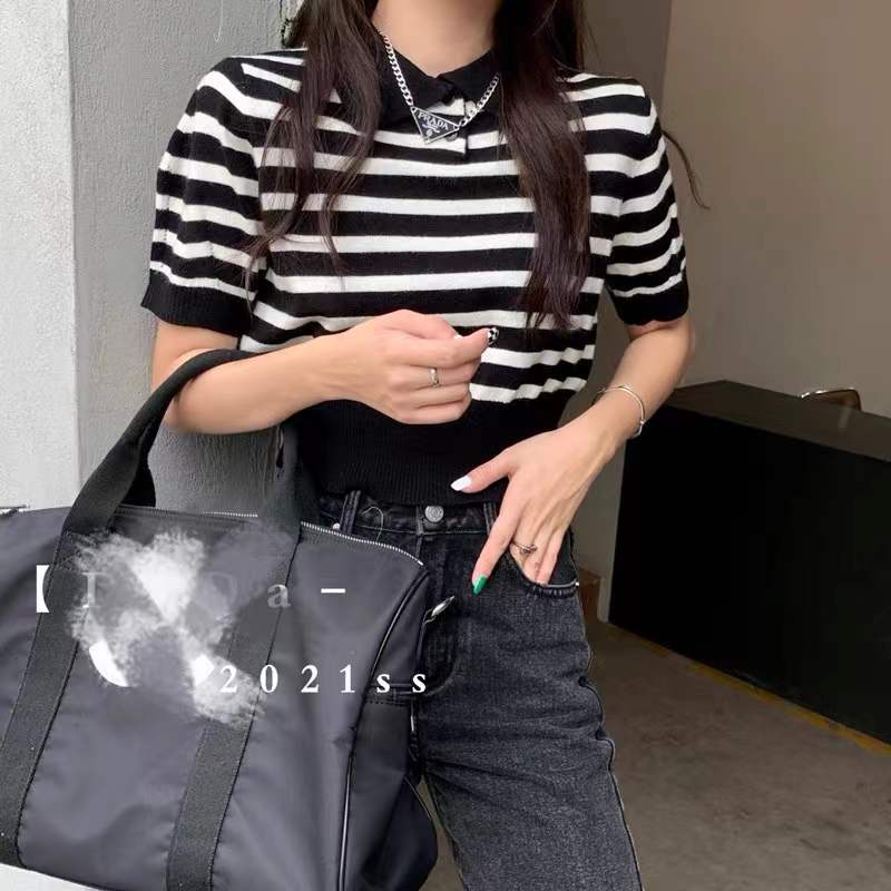 DUNEA Áo Sơ Mi Croptop Kẻ Sọc Thời Trang Cho Nữ