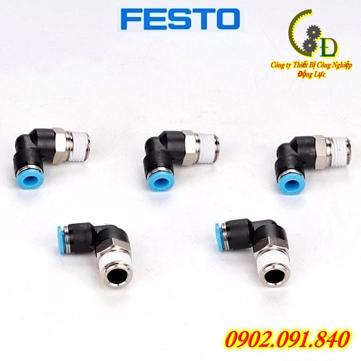 Khớp nối nhanh chữ L festo Đức ✴️Chính Hãng✴️ Đầu ( cút ) nối nhanh khí nén cho dây hơi phi 4/6/8/10/12. Van tiết lưu