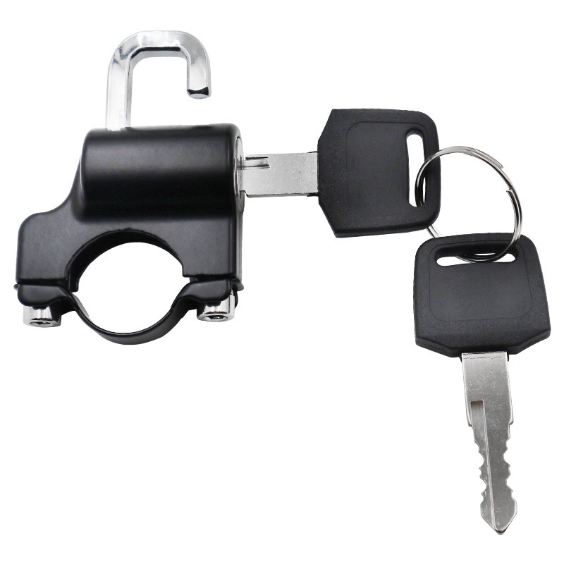 Bộ Ổ Khóa Mũ Bảo Hiểm Chống Trộm Bằng Kim Loại 22mm-28mm Màu Đen Kèm 2 Chìa Khóa