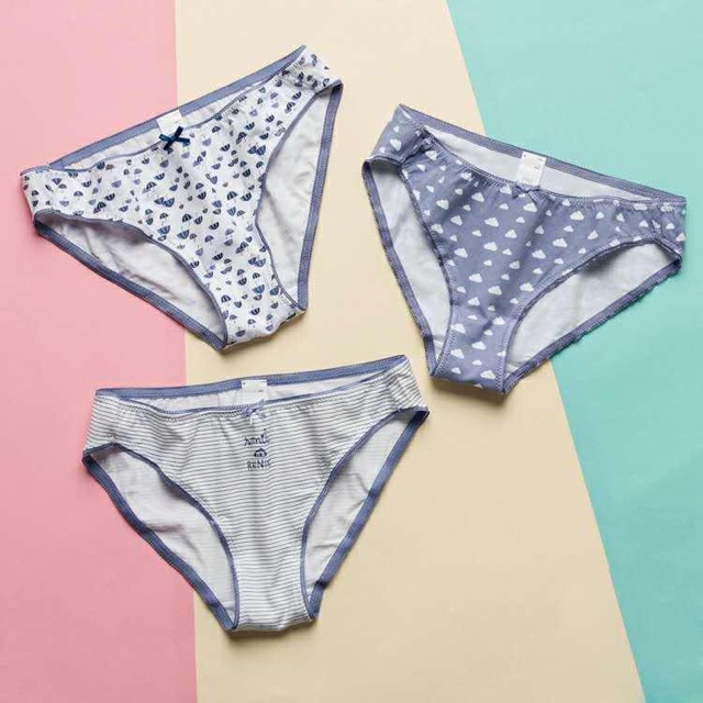 Set 3 quần lót Oysho mẫu mây xanh