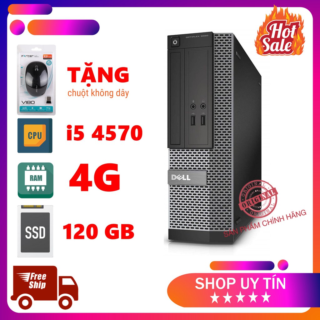 Cây Máy Tính Dell i5 ⚡️HoangPC⚡️ PC Đồng Bộ Văn Phòng - Dell Optiplex 3020 (I5 4570/Ram 4G/SSD 120GB) - Bảo Hành 12T
