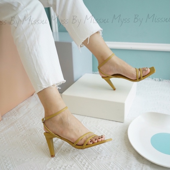 Giày sandal nữ quai ngang mảnh 2 dây 7 cm thời trang MYSS - SD147