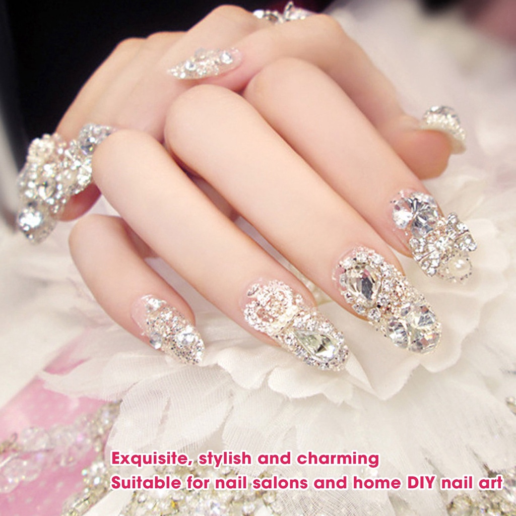 [Hàng Sẵn] 10 cái / Hộp Kim Cương Giả Ngọc Trai Móng Tay Giả Nữ Cô Gái Full Bìa Đầu Móng Giả 【Fluorine073】