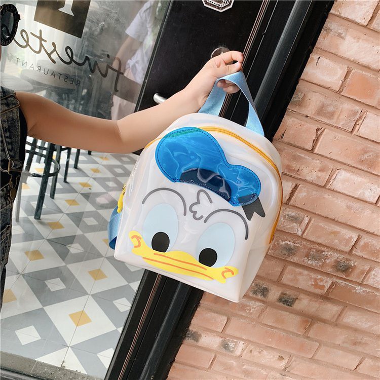 BALO CHO BÉ VỊT DONAL NHỰA TRONG MẪU MỚI 2022 - BALO MẦM NON BÉ TRAI BÉ GÁI - EMMIT BL64