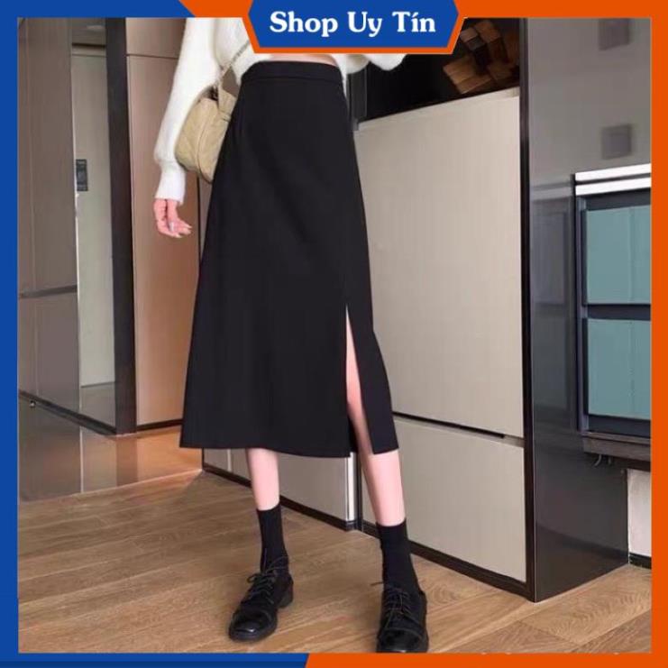 Chân Váy Chữ A Công Sở Dài Xẻ Tà  Chân Váy Dáng Dài Qua Gối Hàn Quốc Màu Đen Trắng Đẹp Cao Cấp CV001 | BigBuy360 - bigbuy360.vn