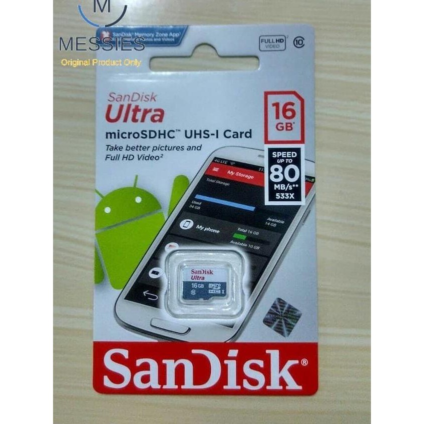 Bộ Chuyển Đổi Sandisk Ultra Microsd 16gb 48mb / S Class 10 Uhs-1