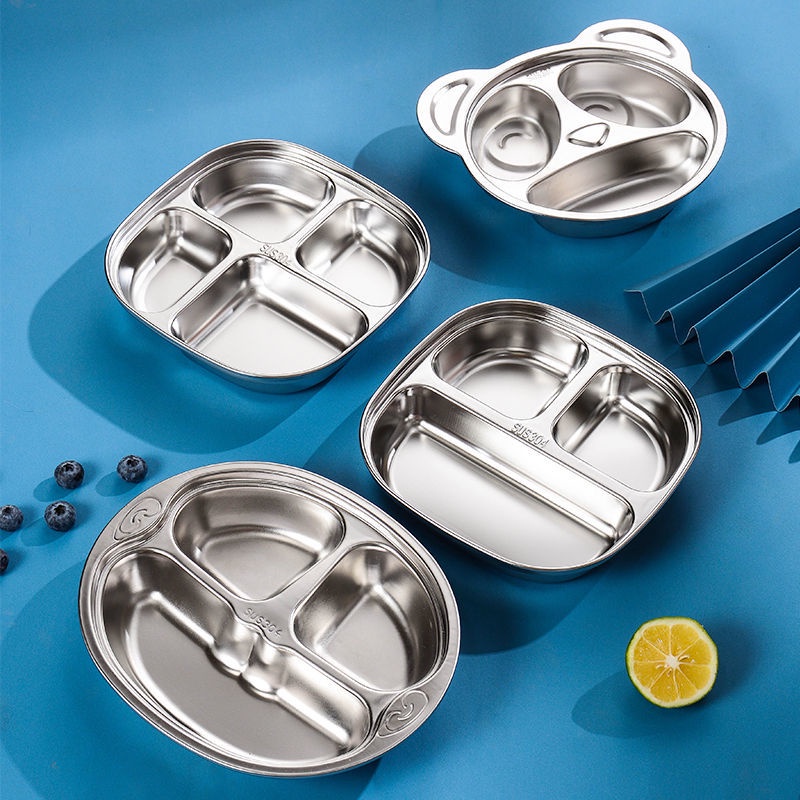 Khay Inox 304 Đựng Thức Ăn Cho Bé Với Họa Tiết Hoạt Hình Xinh Xắn