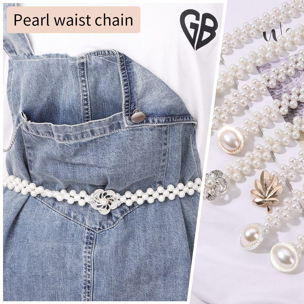 ESPO Thắt Lưng Co Giãn Đính Ngọc Trai Thời Trang Dành Cho Nữ