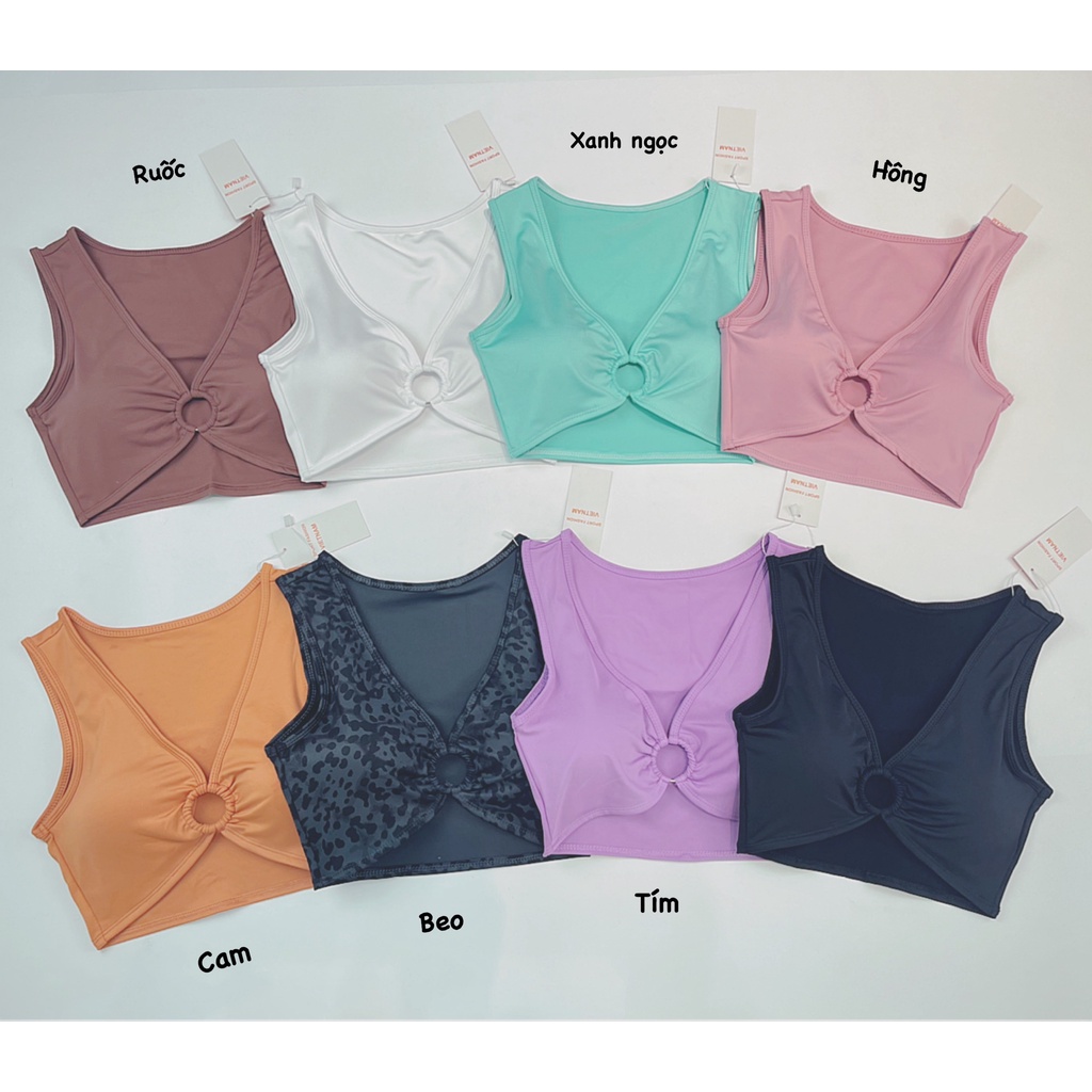 Áo Bra Tập Gym Nữ Thun Polly 4 Chiều Khoen Tròn Cực Xinh