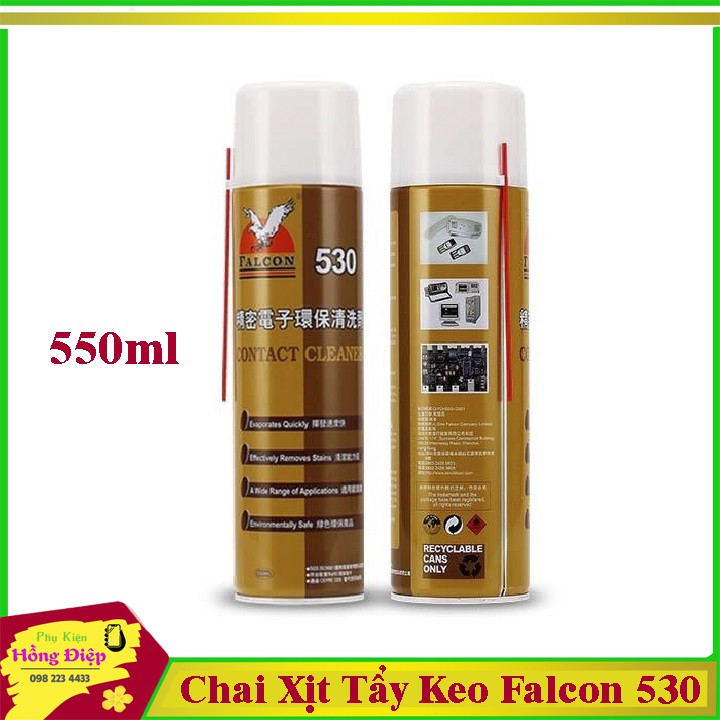 Chai Xịt Tẩy Keo Falcon 530 (550ml) Và Khăn Lau Màn Hình Cleanroom