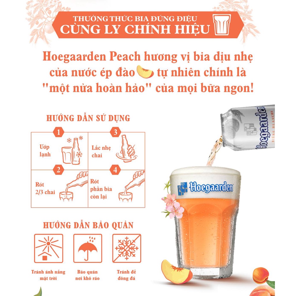 Bia Bỉ Hoegaarden Peach 2 Lon (500ml/Lon) Chính Hiệu - Hương Vị Đào