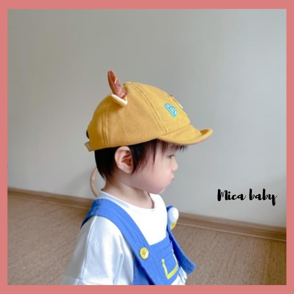 Mũ lưỡi trai mềm họa tiết sừng trâu chữ BY đáng yêu cho bé MH128 Mica Baby
