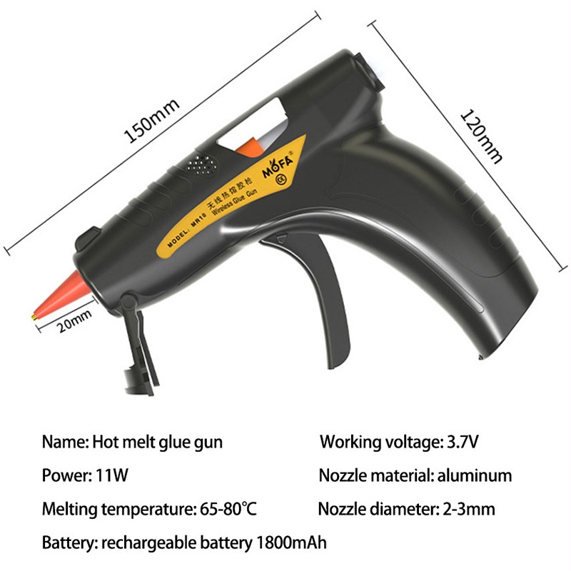 Súng Bắn Keo Nóng Chảy Pin Lithium 3.7V Không Dây Sạc USB 7mm Dùng Sửa Chữa Đồ Thủ Công DIY