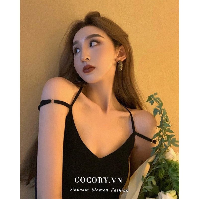 Cocory vn Áo Croptop Trễ Vai Màu Sắc Trơn Thiết Kế Quyến Rũ Cho Nữ
