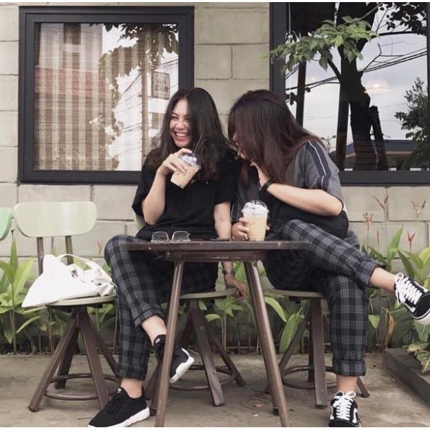 QUẦN SỌC CARÔ XANH ĐEN - PLAID PANTS KAKI UNISEX !