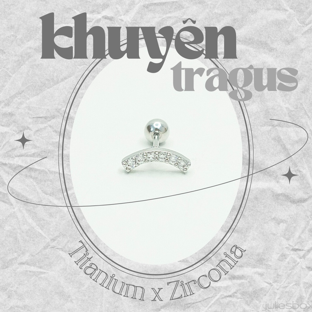 [1 Chiếc] Khuyên Tai Vành Tai Eclipse Xỏ Unisex Titanium Không Đen Không Ngứa Không Dị Ứng julies box