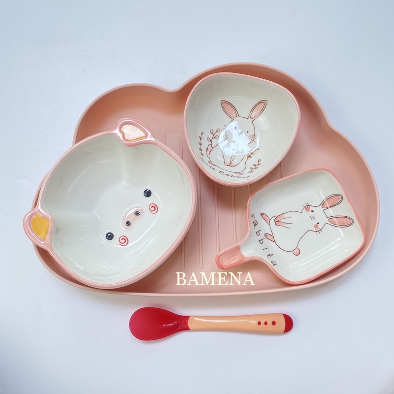 Combo bát ăn dặm gốm sứ cho bé Bamena