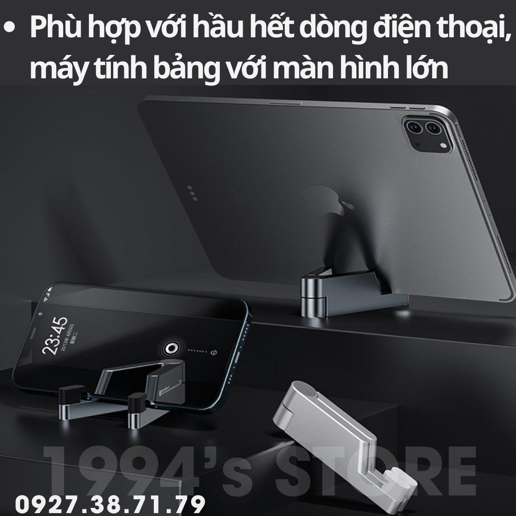 Giá đỡ điện thoại, máy tính bảng để bàn nhỏ gọn điều chỉnh đa năng, hợp kim nhôm cao cấp - Kệ để điện thoại gấp gọn