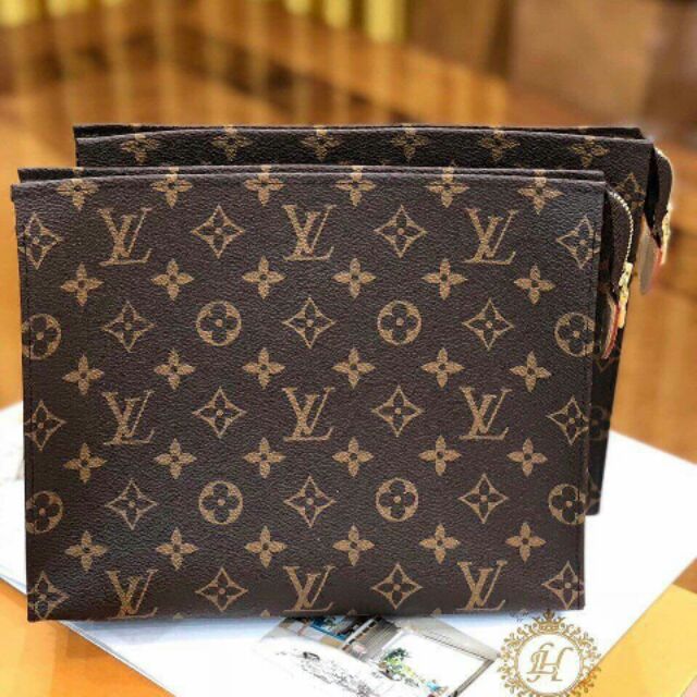 Túi Clutch LV hoa nâu