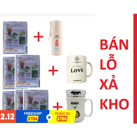 Trà giảm cân - Sả, Chanh, Gừng 50 túi lọc(200g) [TẶNG Bình giữ nhiệt 450ml, Cốc xứ khi mua combo2]