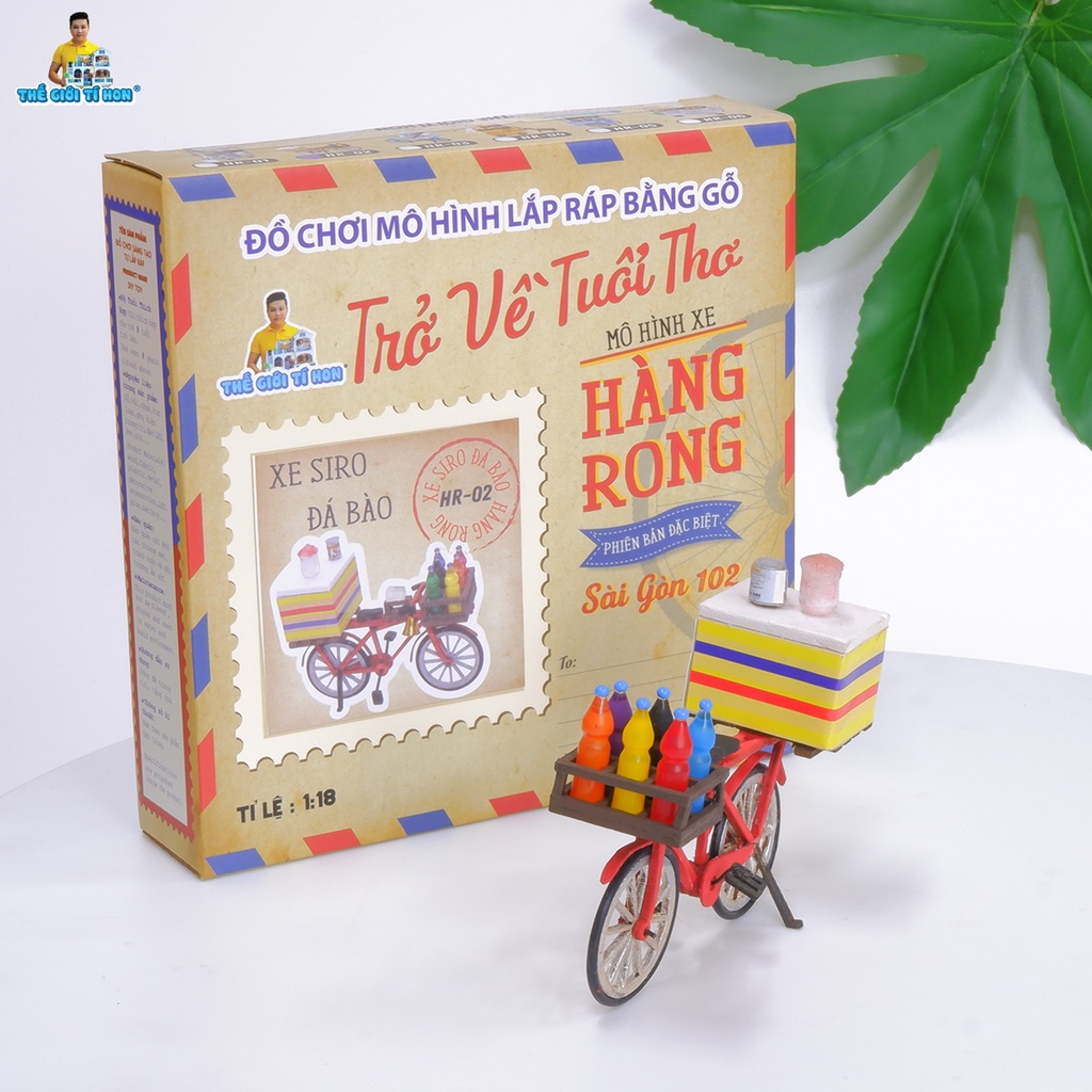 Mô Hình Xe Hàng Rong Sài Gòn Xưa Và Nay Thu Nhỏ - Thế Giới Tí Hon - Xe Si Rô Đá Bào- HR02