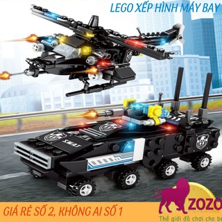 Lego xe tăng 💞FREESHIP💞 Đồ chơi cho bé - Xếp hình lego xe bọc thép chở trực thăng 409 mảnh ghép hàng Quảng Châu cao cấp