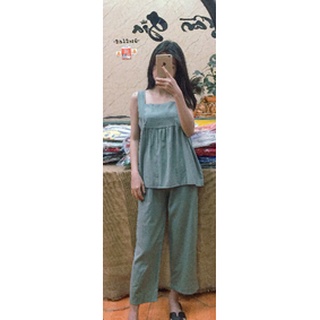 Set bộ mặc nhà đũi mềm 2 dây bản to