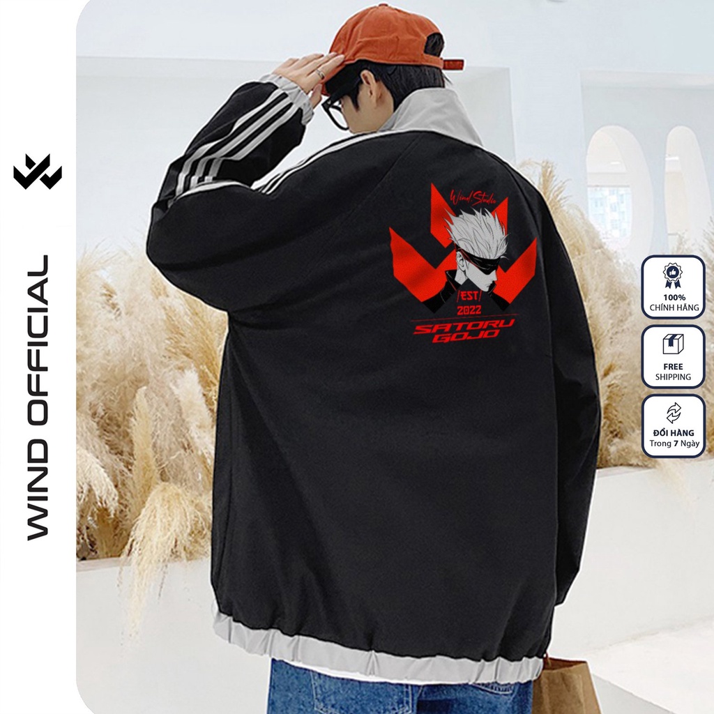 Áo khoác dù WIND unisex form rộng GOJO cardigan thời trang nam nữ oversize ulzzang