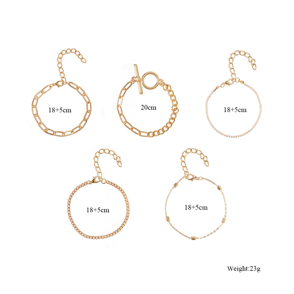 Bộ 5 Vòng Tay Hợp Kim Nhiều Lớp Đính Đá Pha Lê Thời Trang Cho Nữ
