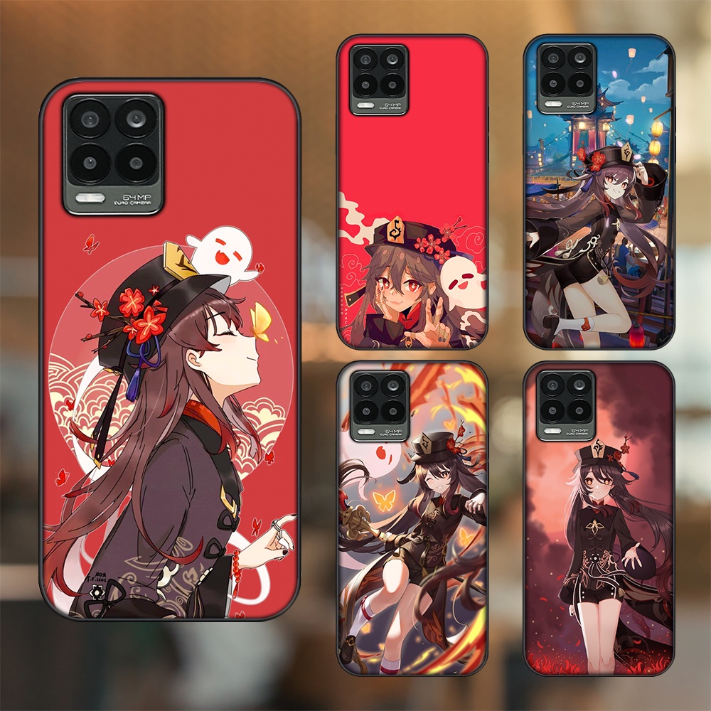 Ốp lưng Realme 8, 8 Pro viền đen in hình Hutao Genshin Impact