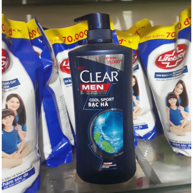 Dầu gội sạch gàu Clear Men Cool Sport bạc hà 631ml