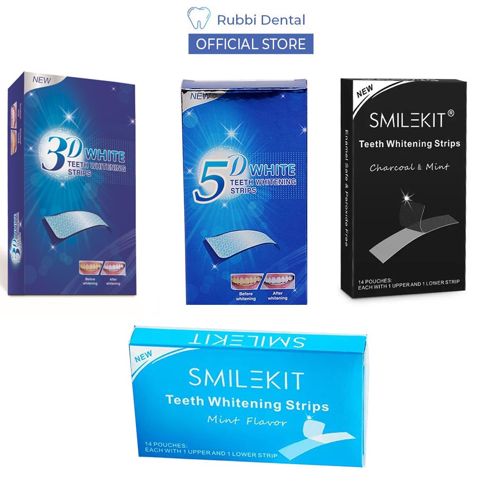 Miếng dán trắng răng 3D,5D white teeth whitening trắng răng bật tông trong 7 ngày sử dụng