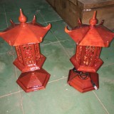 Đèn gỗ mái chùa hình lục giác gỗ hương CAO 48CM
