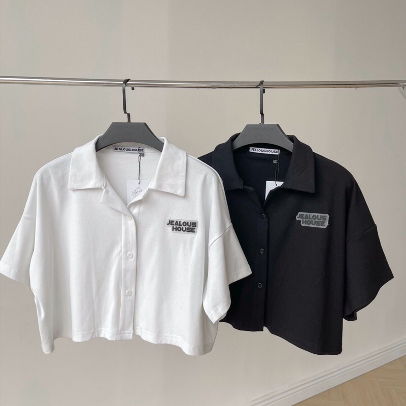 Áo phông nữ, áo thun zip cropped polo Jealous Product 5805
