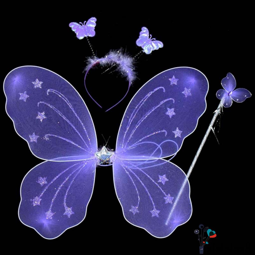 La-set Tóc Hình Cánh Bướm Lấp Lánh Kèm Đũa Và Băng Đô Xinh Xắn Cho Bé Gái