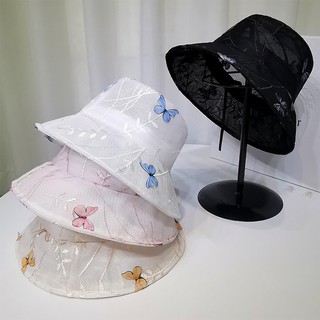 Mũ Tai Bèo Phối Ren Lưới Thêu Hình Bướm Nhiều Màu Dễ Thương Phong Cách Nhật Bản