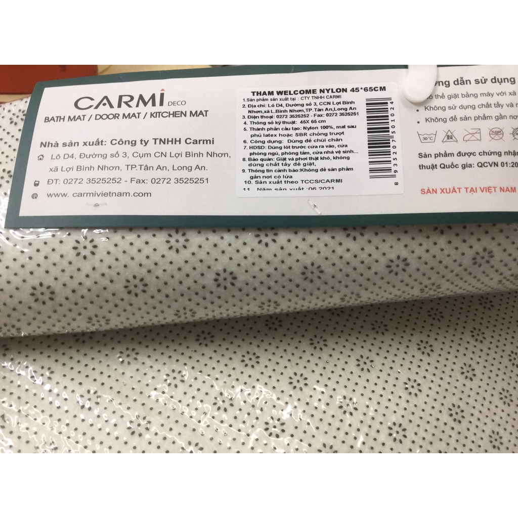 Thảm lau chân Carmi Welcome 45x65 cm Công Nghệ Hàn Quốc